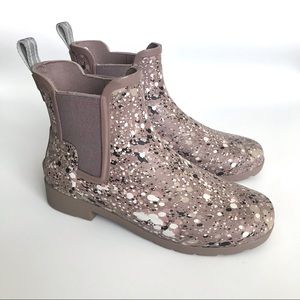 Hunter | Chelsea Ankle Rain Boots Purple Print